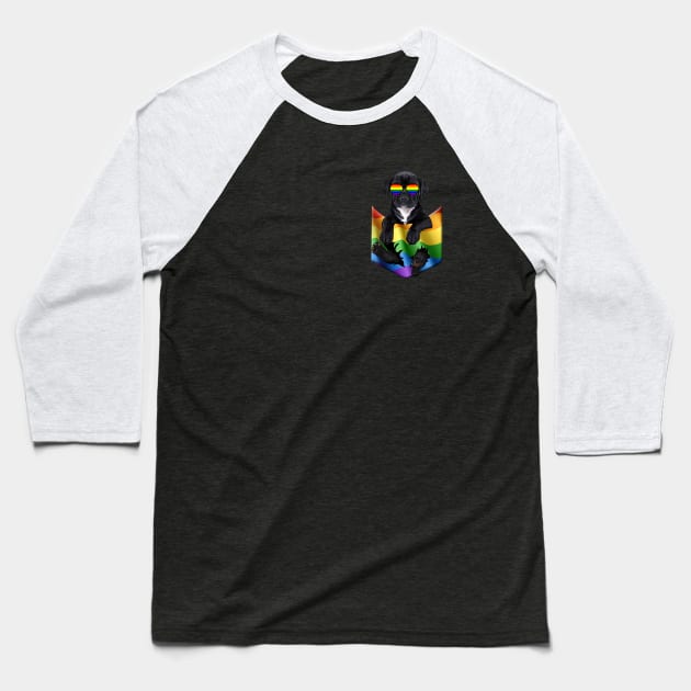 Pitbull In Pocket LGBT Pride Flag For Dog Lovers Baseball T-Shirt by Terryeare